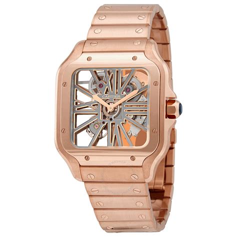 cartier santos skeleton rose gold.